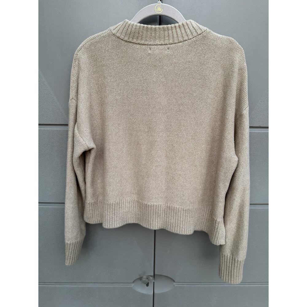 QUINCE Speckled Beige 100% ORGANIC COTTON Cropped CARDIGAN Sz S Minimalist Prepp - Picture 14 of 15